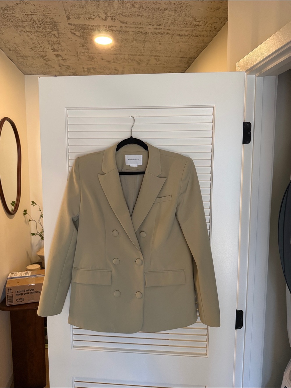 Revolve XS Lovers + Friends Double-Breasted Tan Blazer